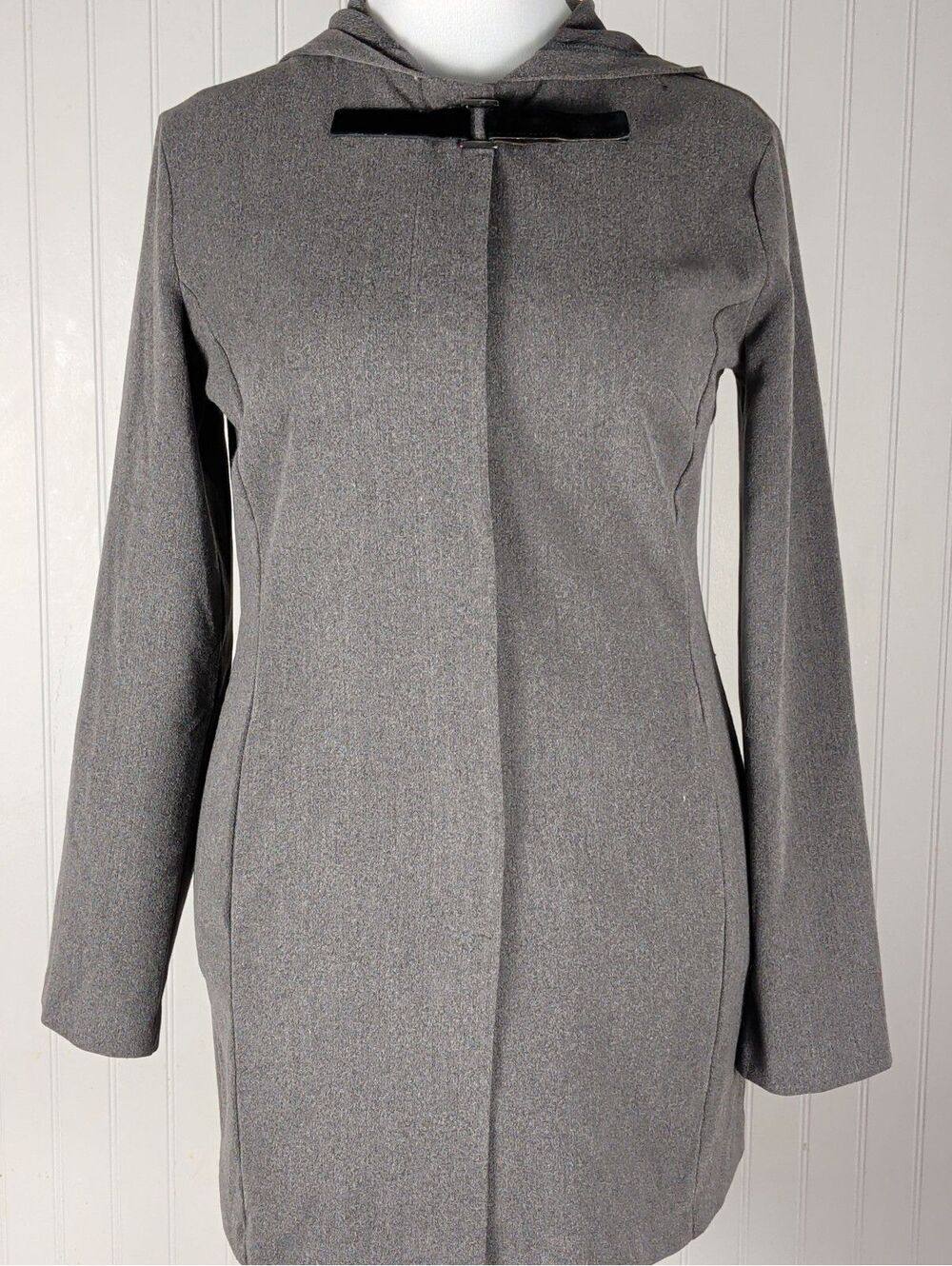 SOOKI Gray Hooded Coat Minimalist Hidden Placket Jacket Size Medium